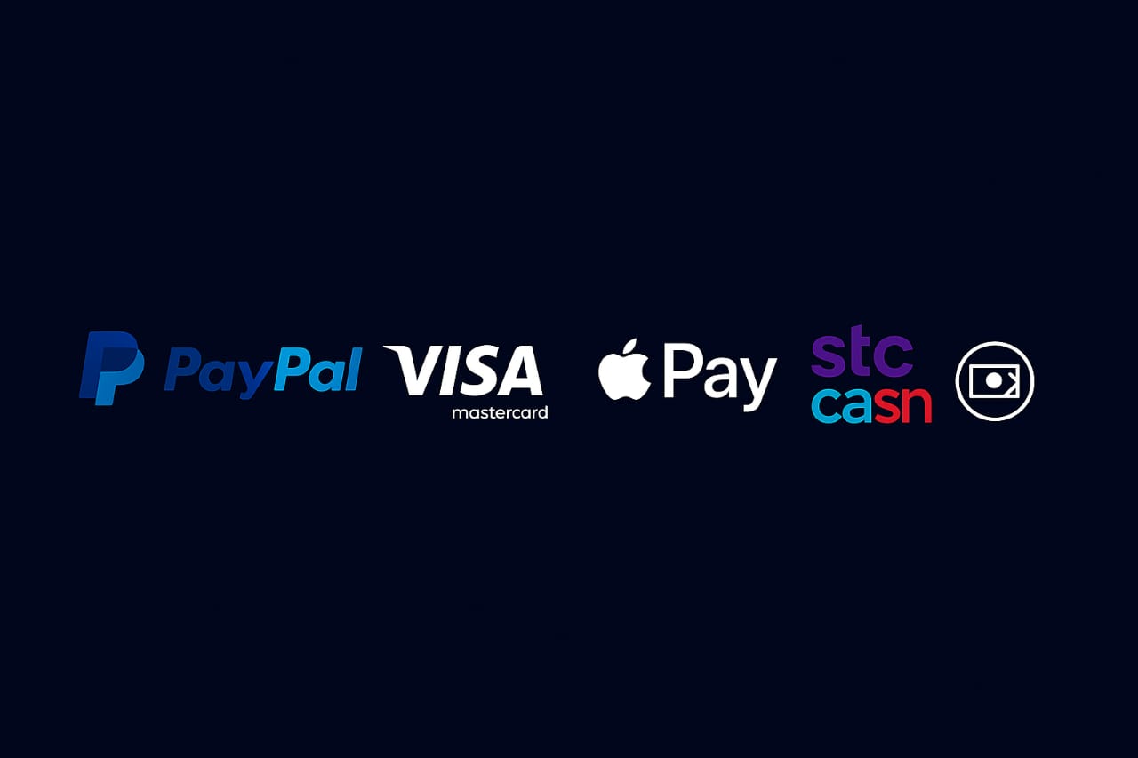طرق الدفع - PayPal, Visa, Apple Pay, STC, كاش